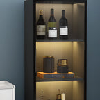 Étagère métallique moderne au sol avec portes vitrées, vitrine