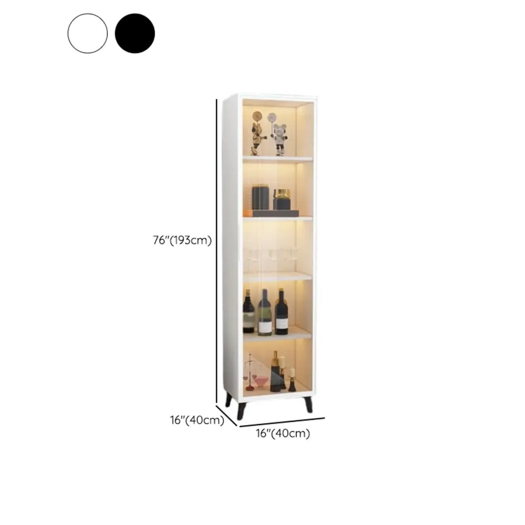 Étagère métallique moderne au sol avec portes vitrées, vitrine