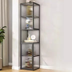 Vitrine moderne sur pied à 4 étagères en métal avec portes vitrées