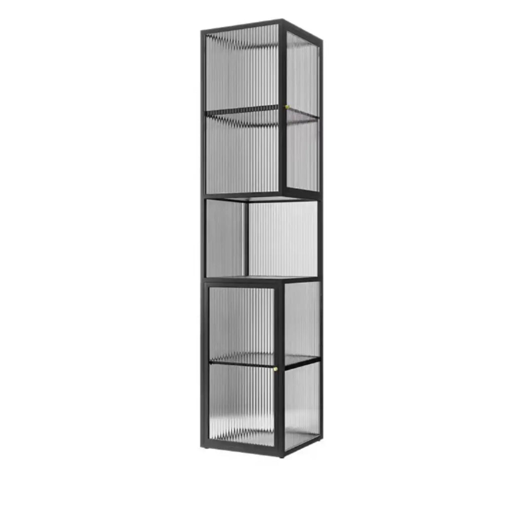 Vitrine moderne sur pied à 4 étagères en métal avec portes vitrées