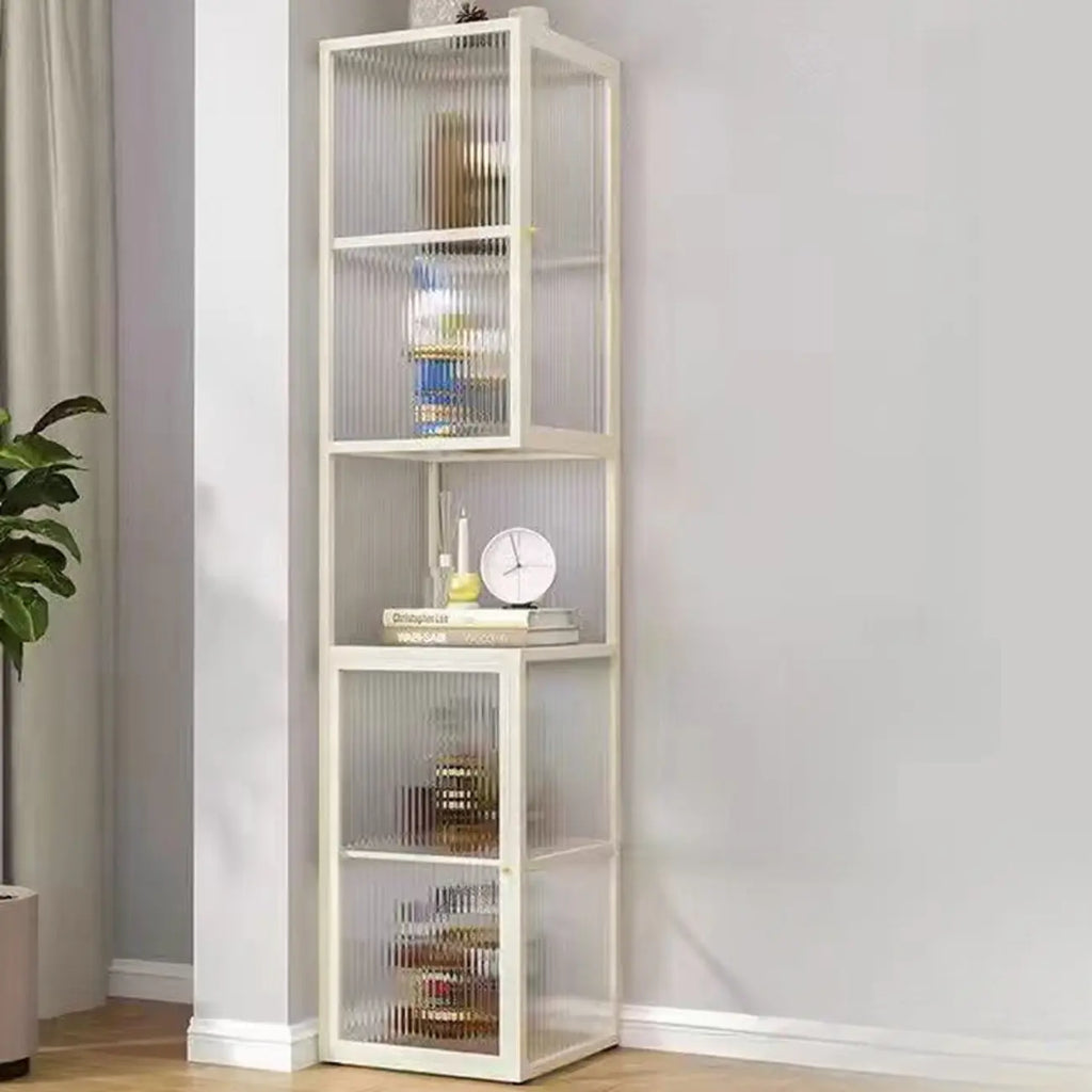 Vitrine moderne sur pied à 4 étagères en métal avec portes vitrées
