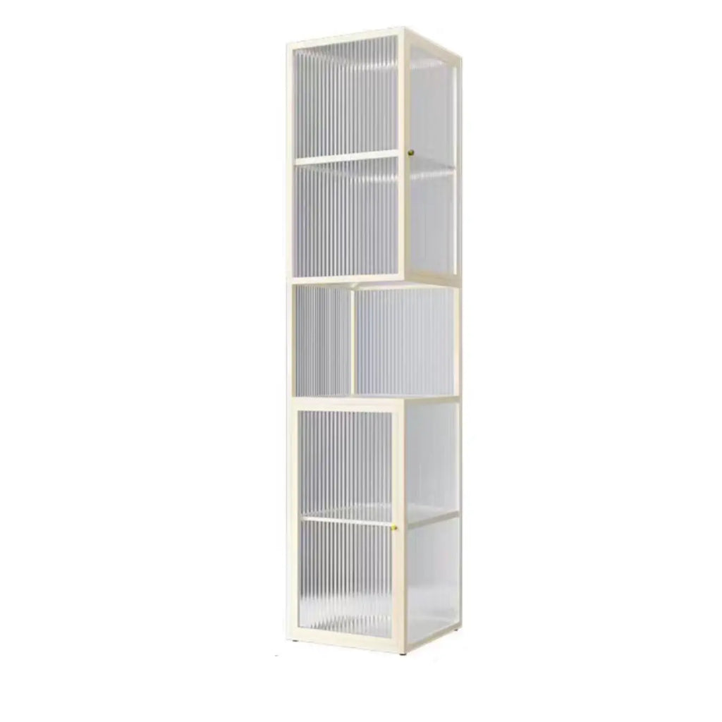 Vitrine moderne sur pied à 4 étagères en métal avec portes vitrées