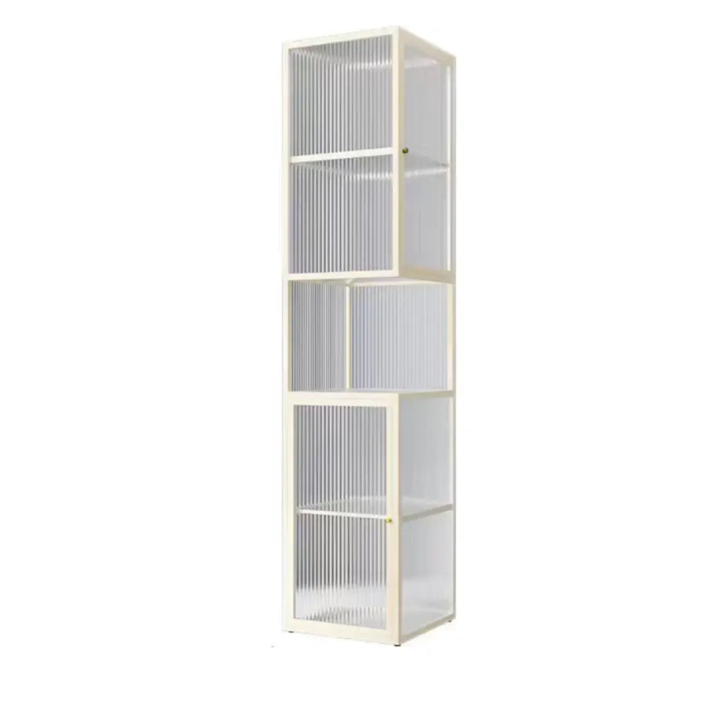 Vitrine moderne sur pied à 4 étagères en métal avec portes vitrées