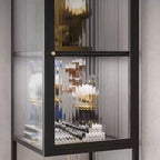 Vitrine moderne sur pied à 4 étagères en métal avec portes vitrées