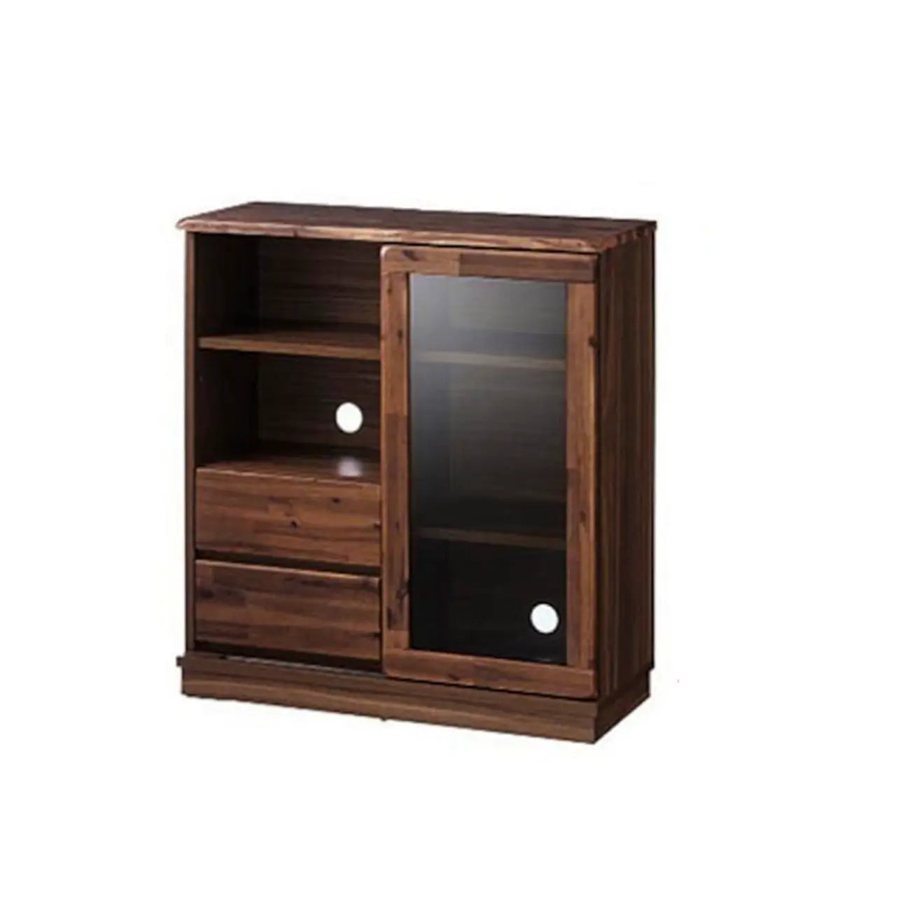 Vitrine moderne en bois brun et verre avec rangement