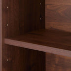 Vitrine moderne en bois brun et verre avec rangement