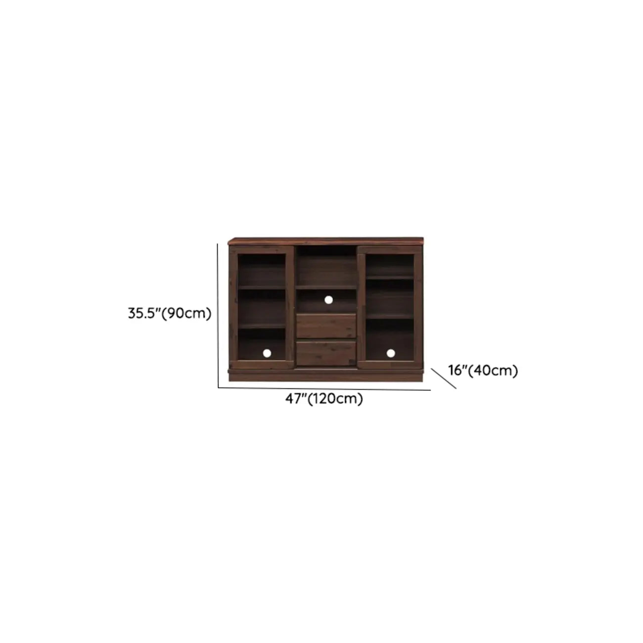 Vitrine moderne en bois brun et verre avec rangement