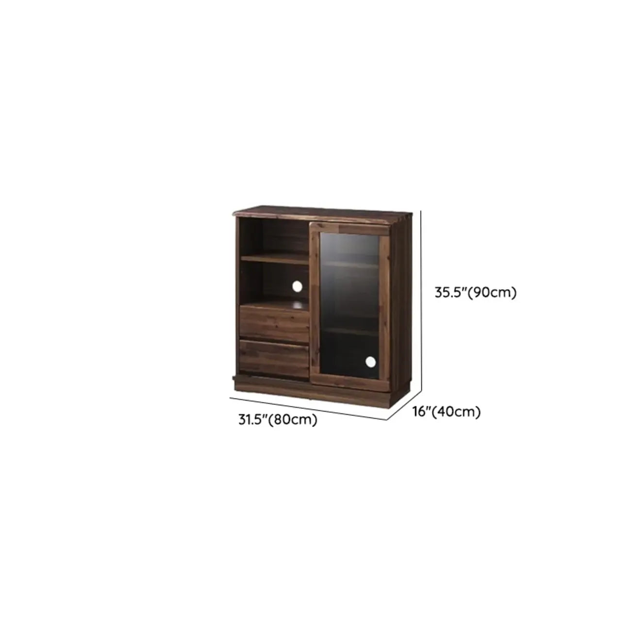 Vitrine moderne en bois brun et verre avec rangement