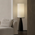 Lampadaire en bois avec abat-jour en tissu géométrique moderne