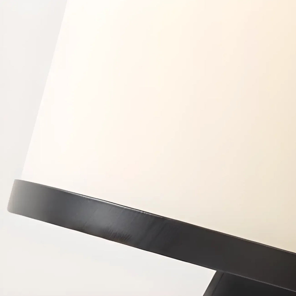 Lampadaire en bois avec abat-jour en tissu géométrique moderne