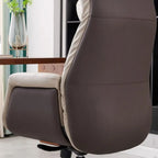 Fauteuil pivotant ergonomique en cuir véritable beige avec dossier haut