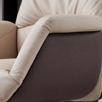 Fauteuil pivotant ergonomique en cuir véritable beige avec dossier haut