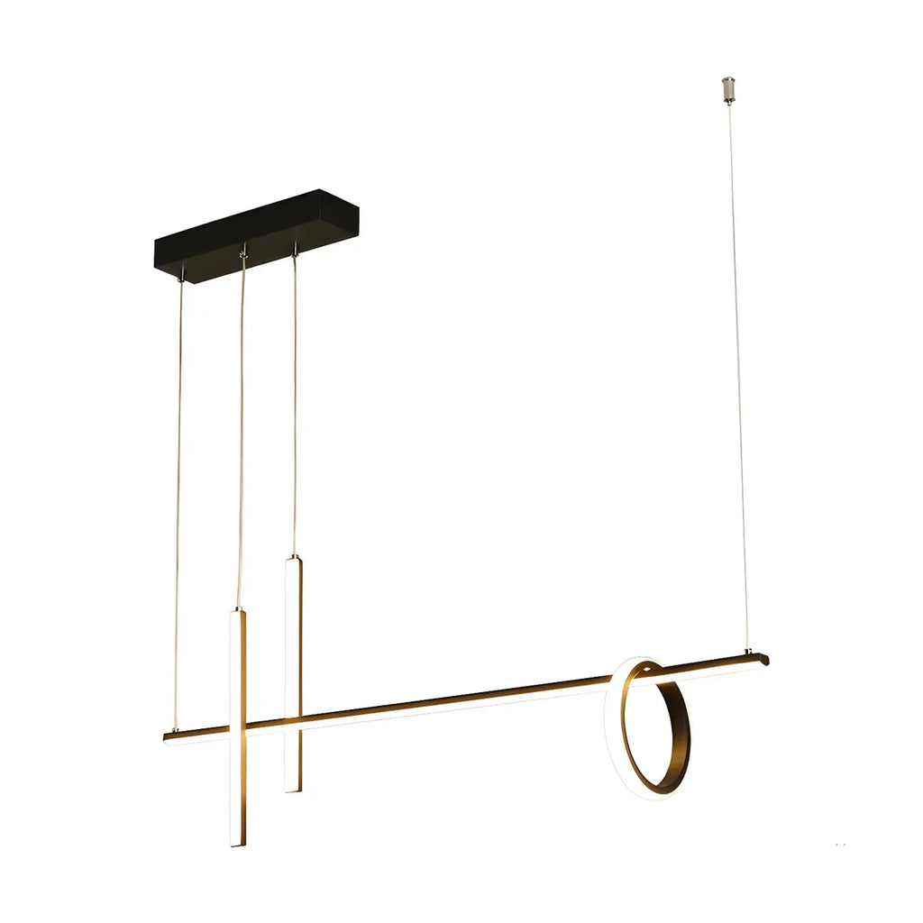 Suspension lumineuse linéaire moderne à LED noire pour îlot de cuisine