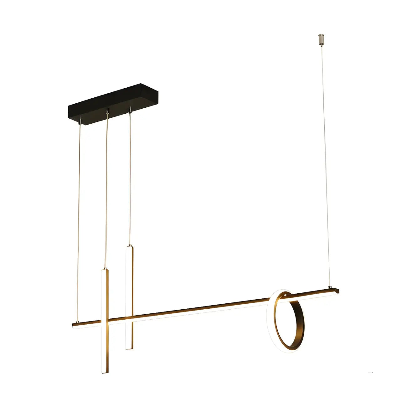 Suspension lumineuse linéaire moderne à LED noire pour îlot de cuisine