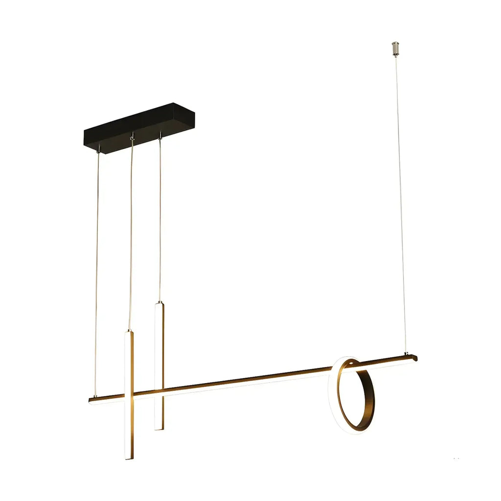 Suspension lumineuse linéaire moderne à LED noire pour îlot de cuisine