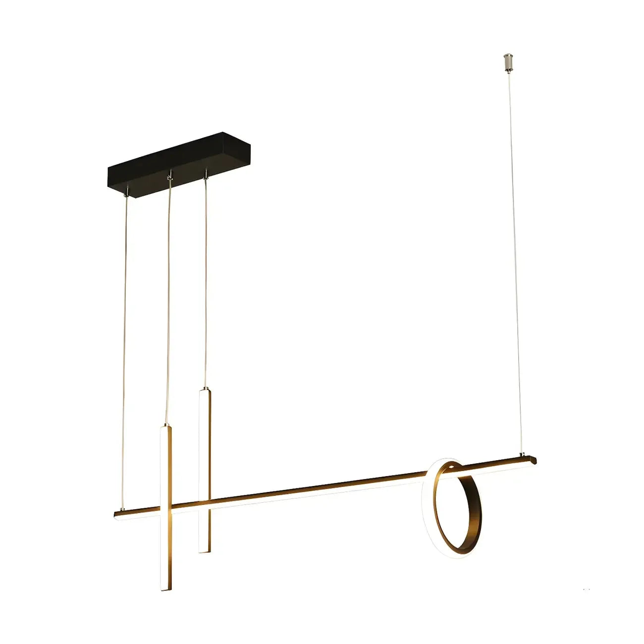 Suspension lumineuse linéaire moderne à LED noire pour îlot de cuisine