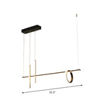 Suspension lumineuse linéaire moderne à LED noire pour îlot de cuisine