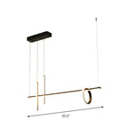 Suspension lumineuse linéaire moderne à LED noire pour îlot de cuisine