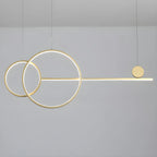 Grande suspension LED circulaire dorée pour îlot de cuisine