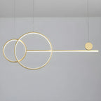 Grande suspension LED circulaire dorée pour îlot de cuisine