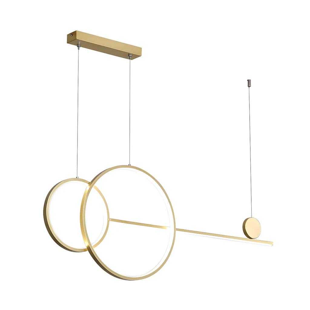 Grande suspension LED circulaire dorée pour îlot de cuisine