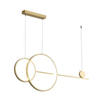 Grande suspension LED circulaire dorée pour îlot de cuisine