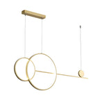 Grande suspension LED circulaire dorée pour îlot de cuisine