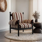 Fauteuil d'appoint moderne à rayures avec coussin amovible