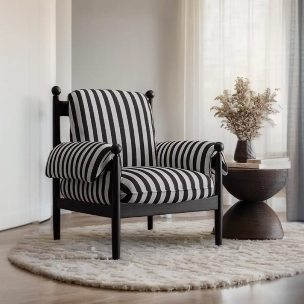 Fauteuil d'appoint moderne à rayures avec coussin amovible