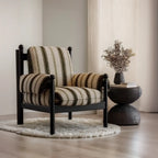 Fauteuil d'appoint moderne à rayures avec coussin amovible