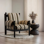 Fauteuil d'appoint moderne à rayures avec coussin amovible