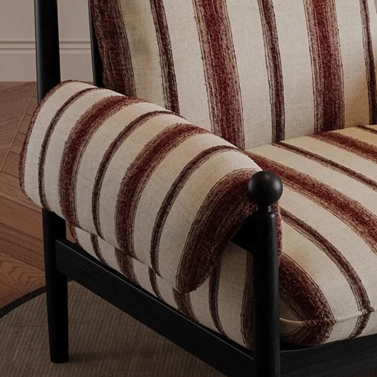 Fauteuil d'appoint moderne à rayures avec coussin amovible