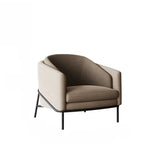 Fauteuil tonneau moderne recouvert de tissu kaki