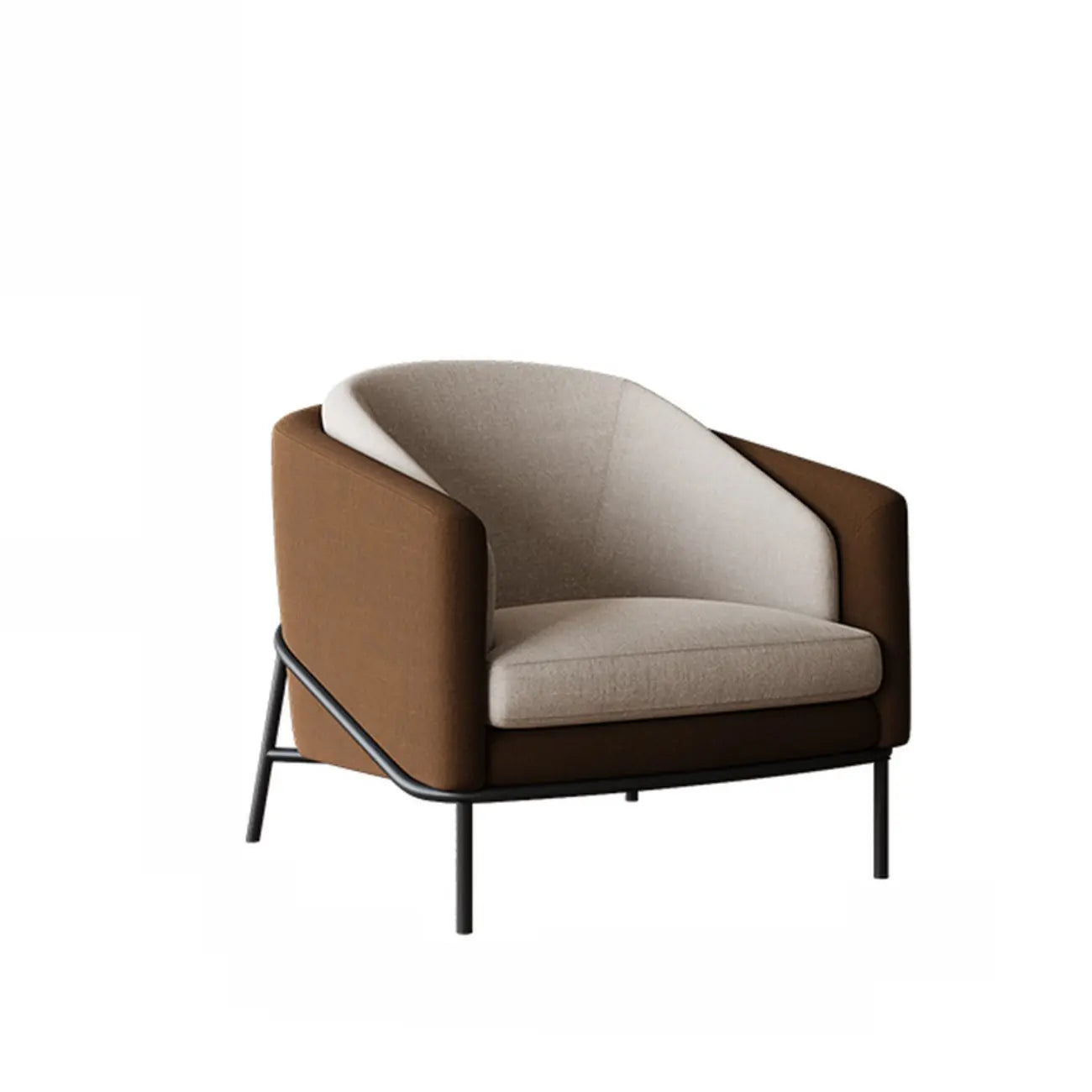 Fauteuil tonneau moderne recouvert de tissu kaki