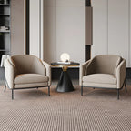Fauteuil tonneau moderne recouvert de tissu kaki
