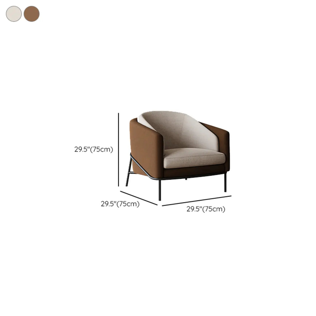 Fauteuil tonneau moderne recouvert de tissu kaki