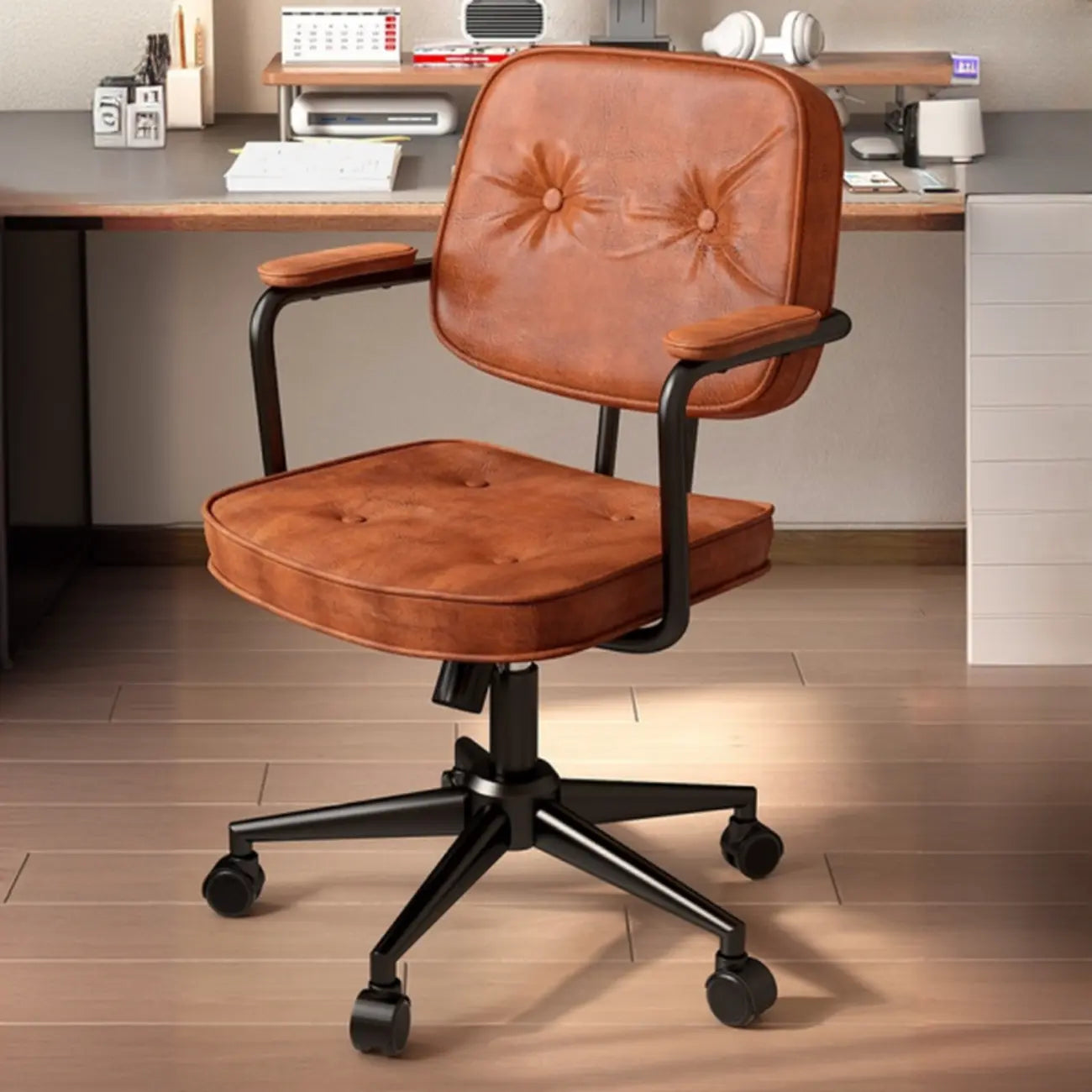 Sedia da Ufficio Ergonomica Imbottita con Bottoni e Altezza Regolabile