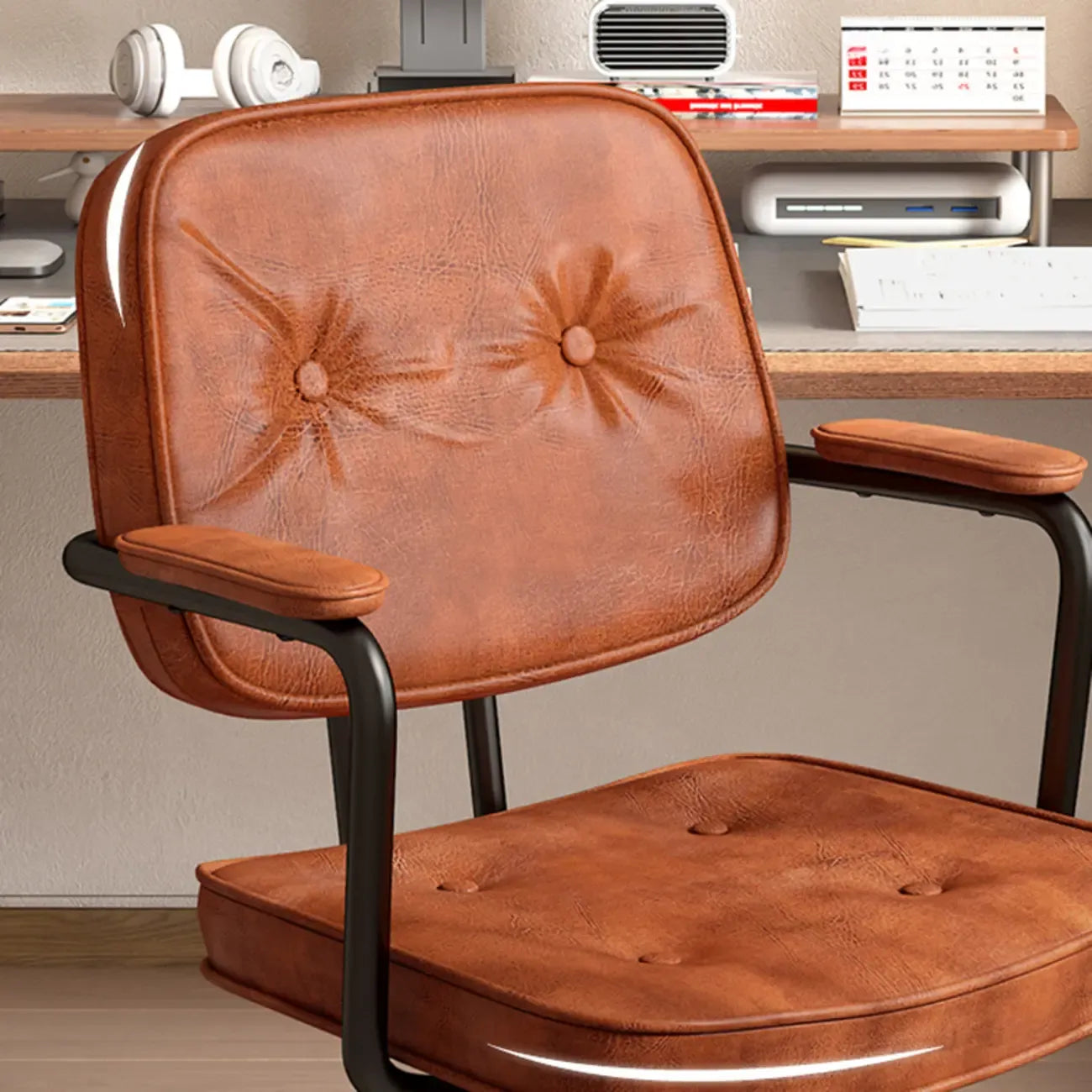Sedia da Ufficio Ergonomica Imbottita con Bottoni e Altezza Regolabile