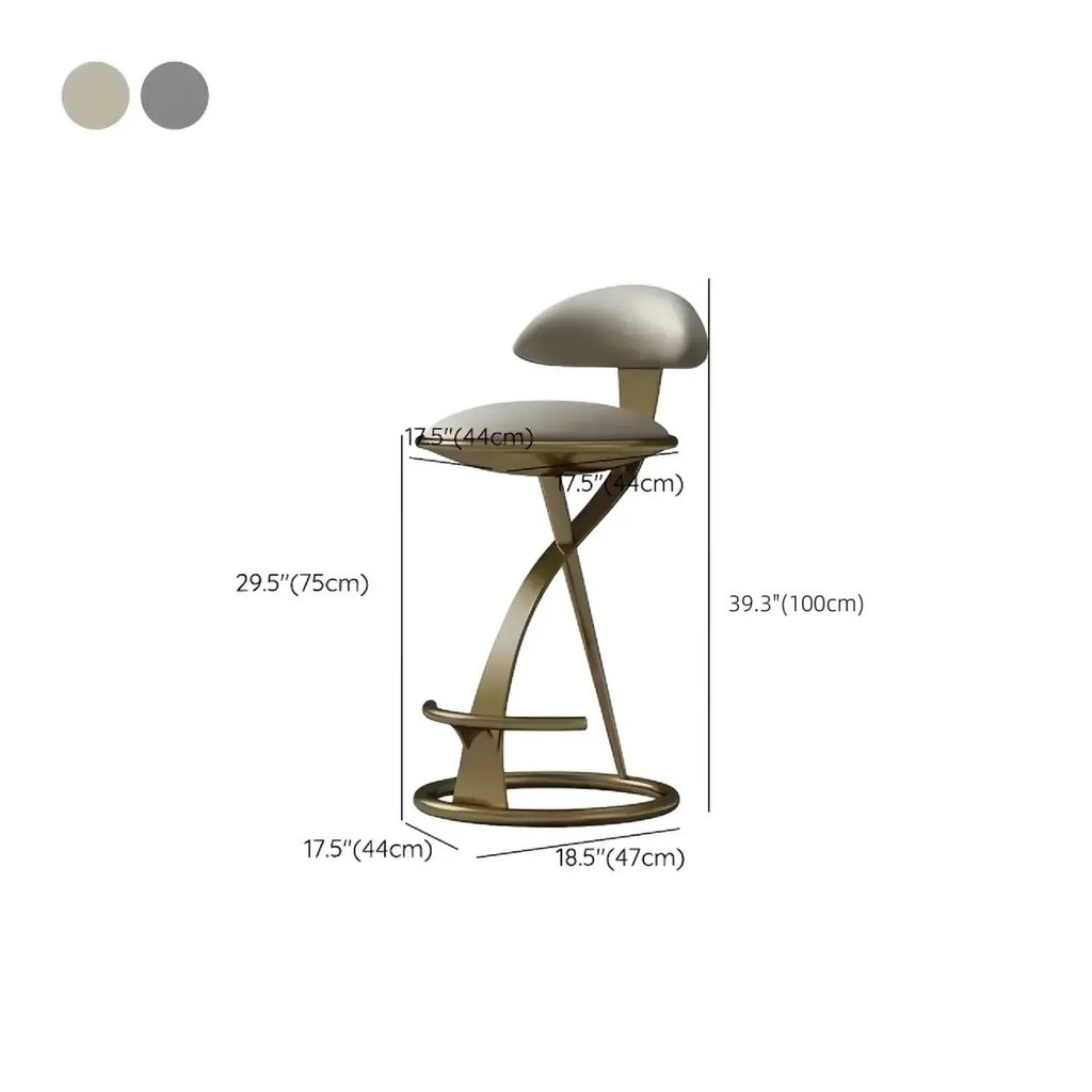 Tabouret de bar luxueux avec structure en métal doré et élégant cuir beige