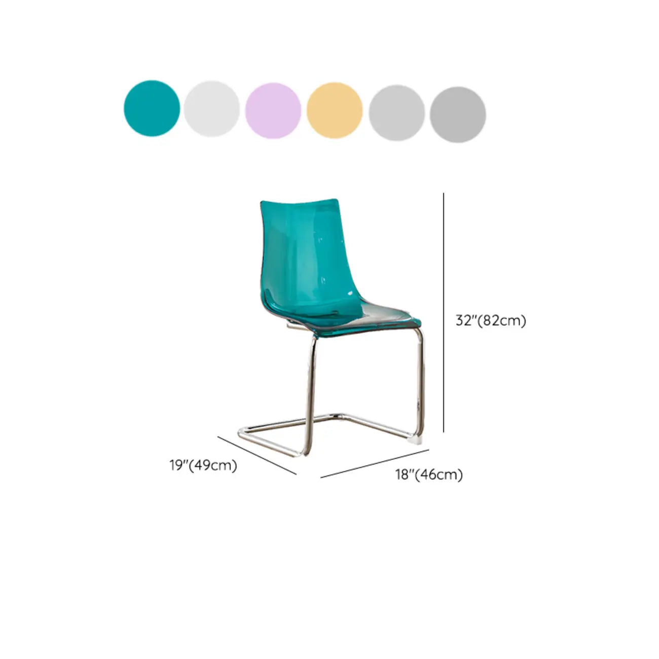 Chaise de salle à manger moderne sans accoudoirs en plastique et acrylique
