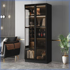Grande vitrine pour parquet en bois noir avec éclairage