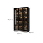 Grande vitrine pour parquet en bois noir avec éclairage