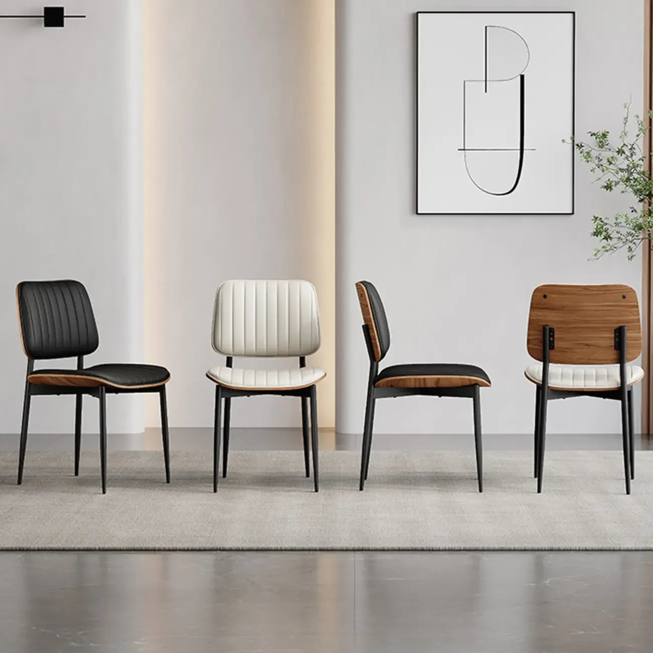 Chaise d'appoint moderne rembourrée en similicuir