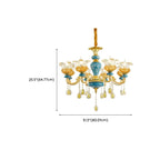 Grand lustre de luxe en laiton en forme de fleur et verre transparent