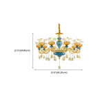 Grand lustre de luxe en laiton en forme de fleur et verre transparent