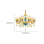 Grand lustre de luxe en laiton en forme de fleur et verre transparent