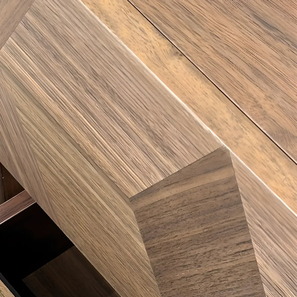 Table de chevet étroite élégante en bois brun noyer à 2 tiroirs