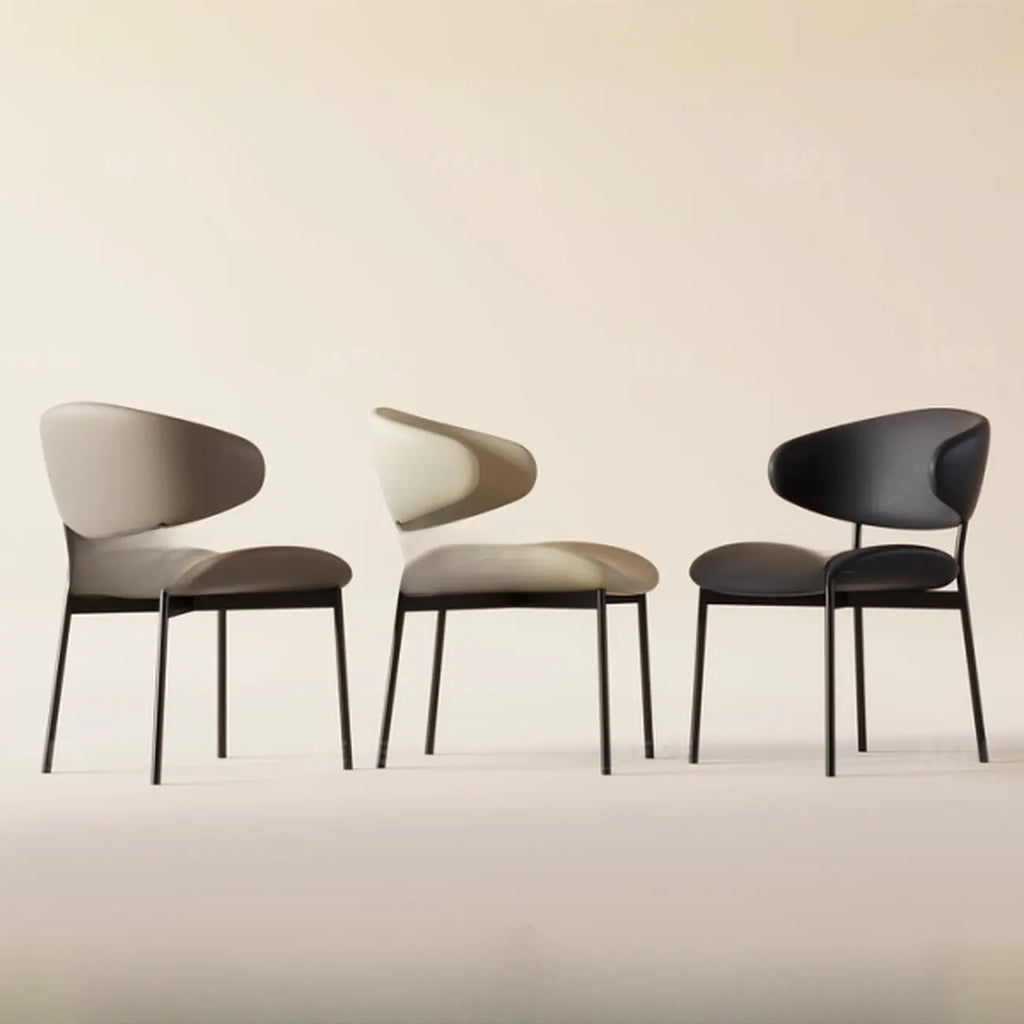 Chaises de salle à manger contemporaines rembourrées, incurvées et sans accoudoirs