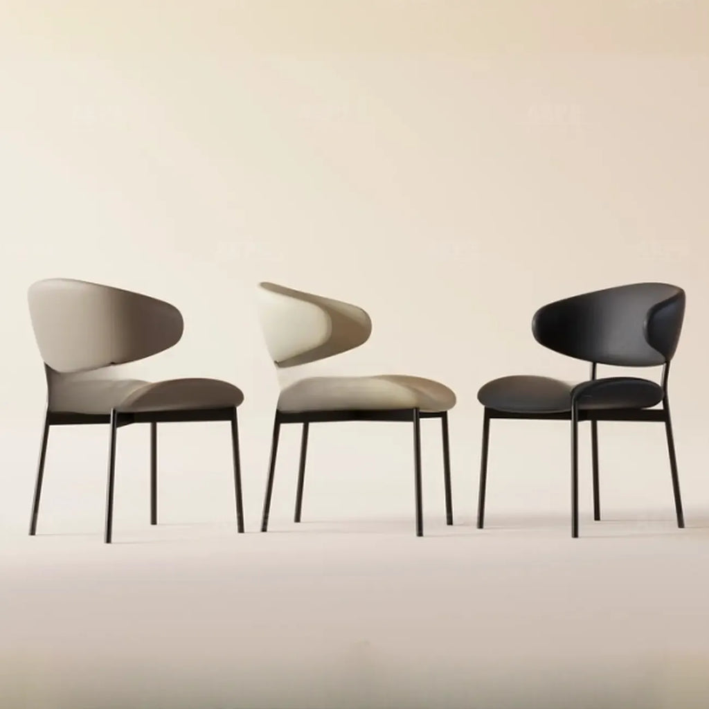 Chaises de salle à manger contemporaines rembourrées, incurvées et sans accoudoirs