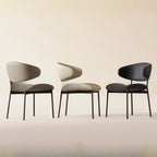 Chaises de salle à manger contemporaines rembourrées, incurvées et sans accoudoirs